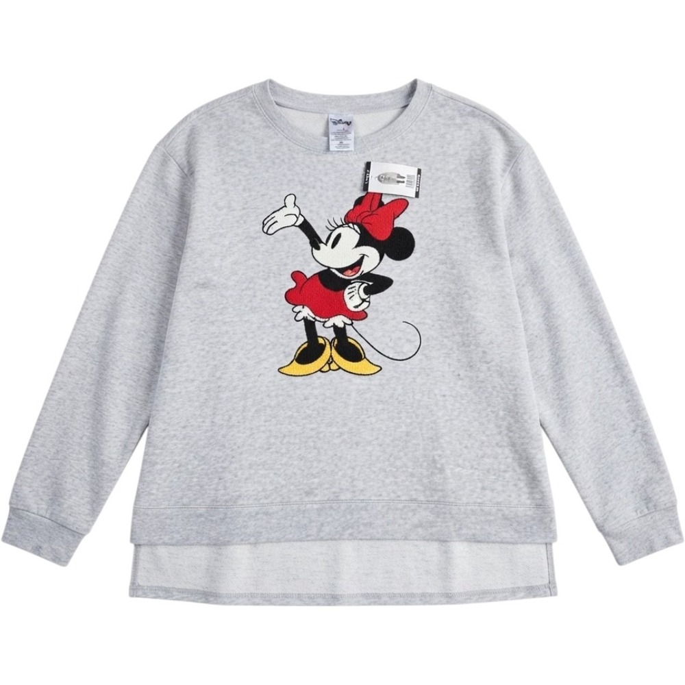 Disney Minnie Mouse Sweatshirt XXL Chenille Patch Gray Pullover IESJCJ7-2L98 NWT